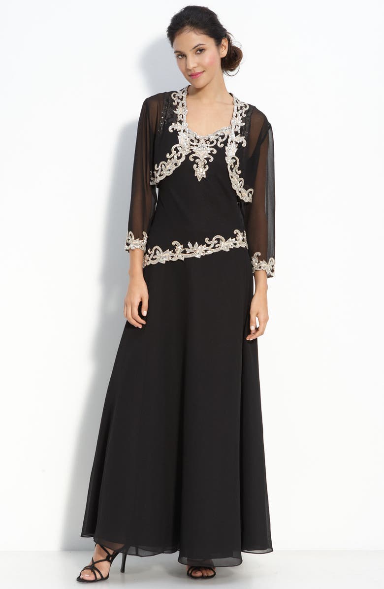 J Kara Beaded Crepe Dress & Bolero, Main, color,