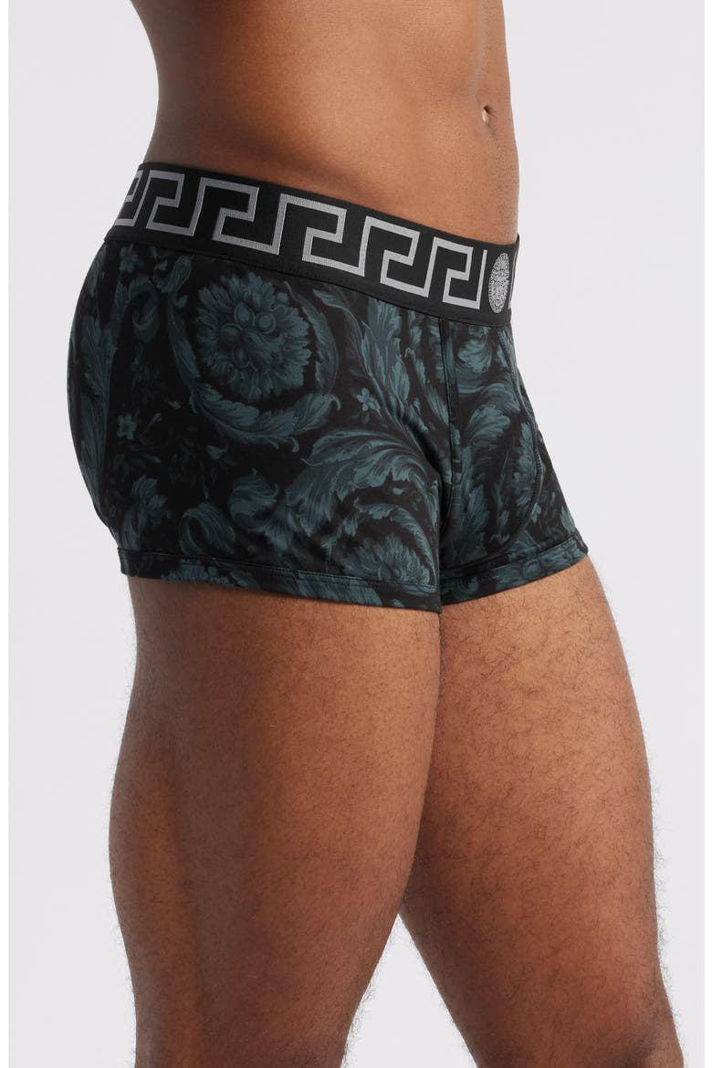 Barocco Stretch Cotton Trunks, Alternate, color, BLACK GREY