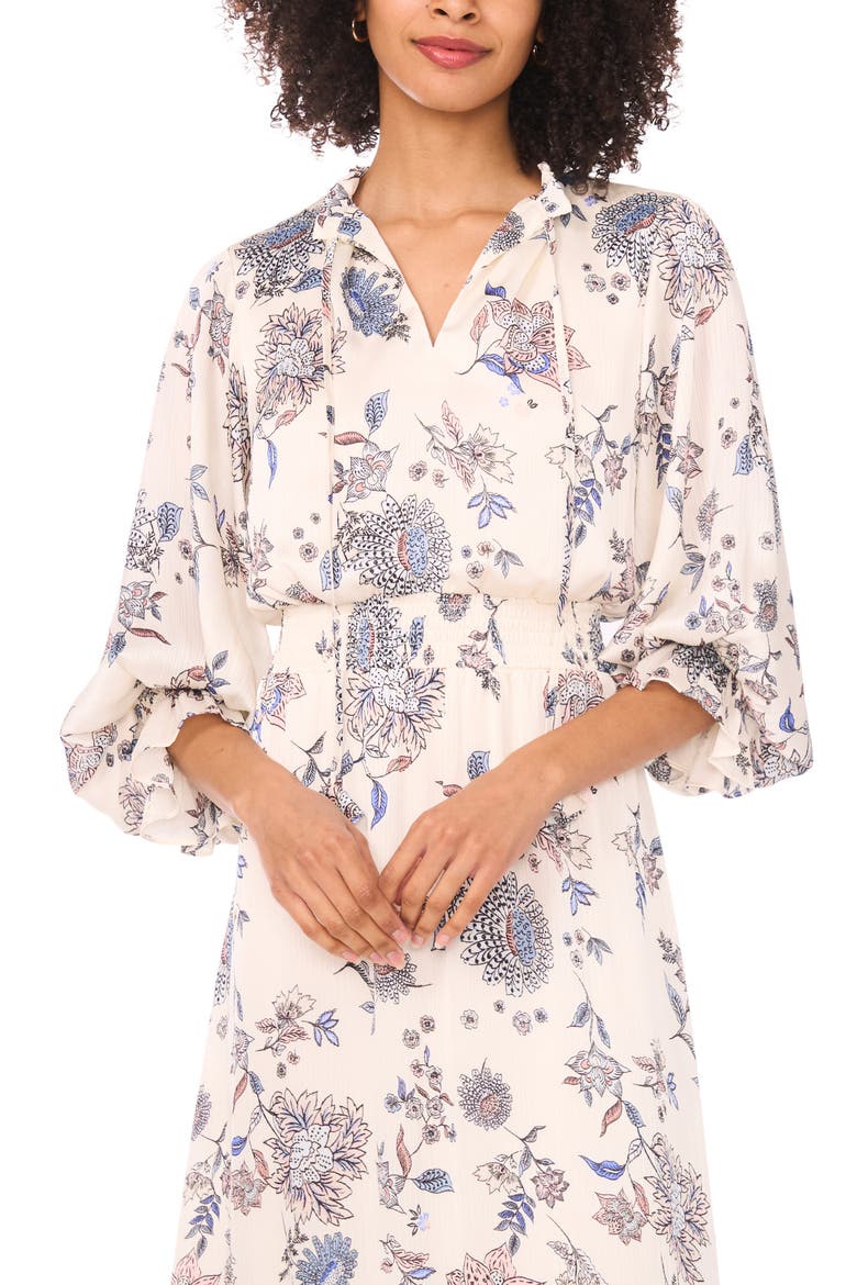 Long Sleeve Floral Maxi Dress, Alternate, color, VANILLA ICE