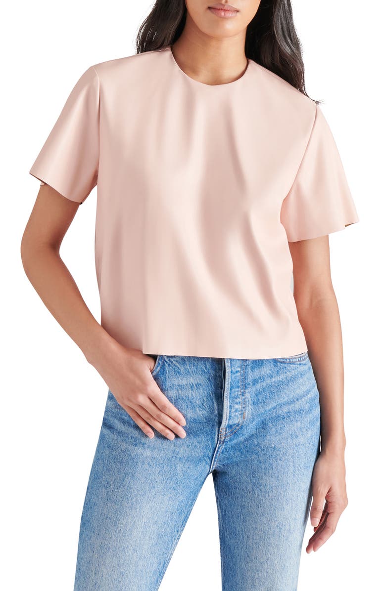 Steve Madden Ezra Faux Leather Top, Main, color, Ash Rose