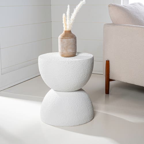 Jonathan Y Greta 18" Mid-century Modern Drum Indoor/outdoor Accent Table In White Frosted