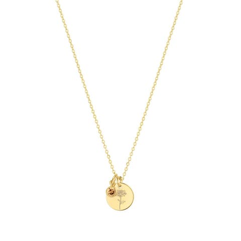 Lily Birth Flower and Birthstone Necklace
