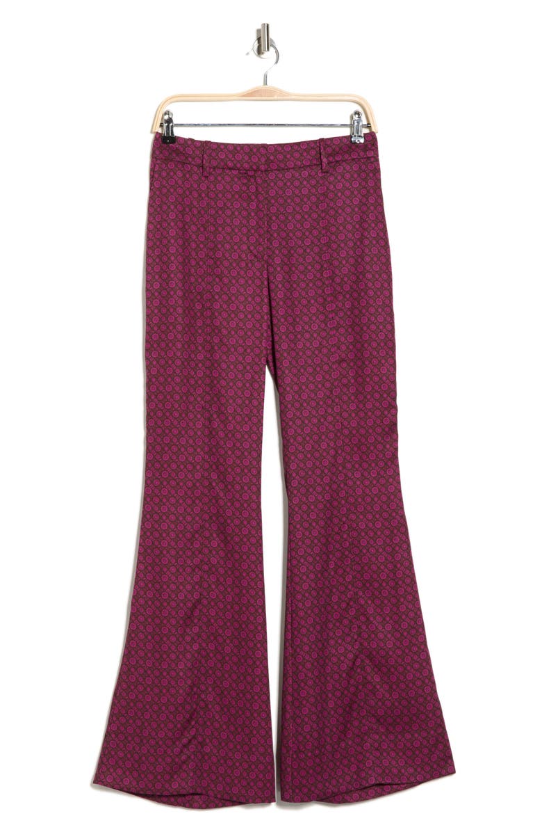 Derek Lam 10 Crosby Cami High Waist Flare Leg Pants, Alternate, color, Bordelaise Multi