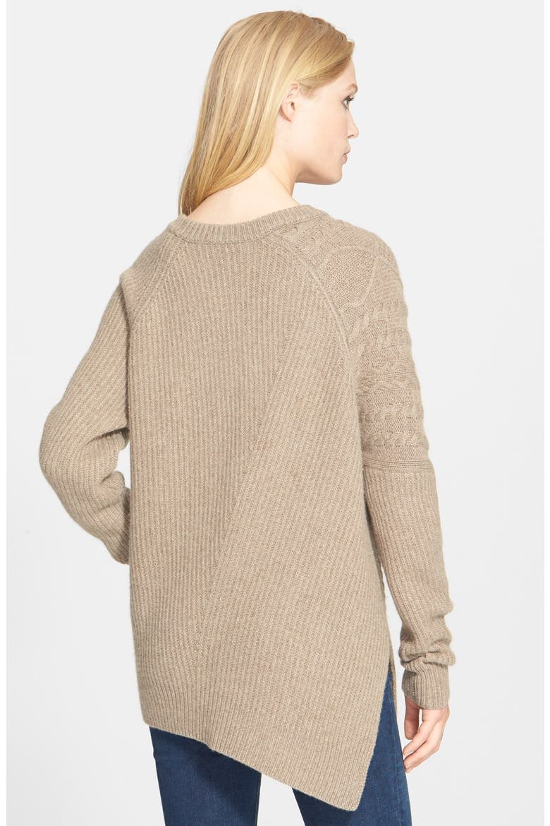 Asymmetrical Cable Knit Sweater, Alternate, color, TAUPE