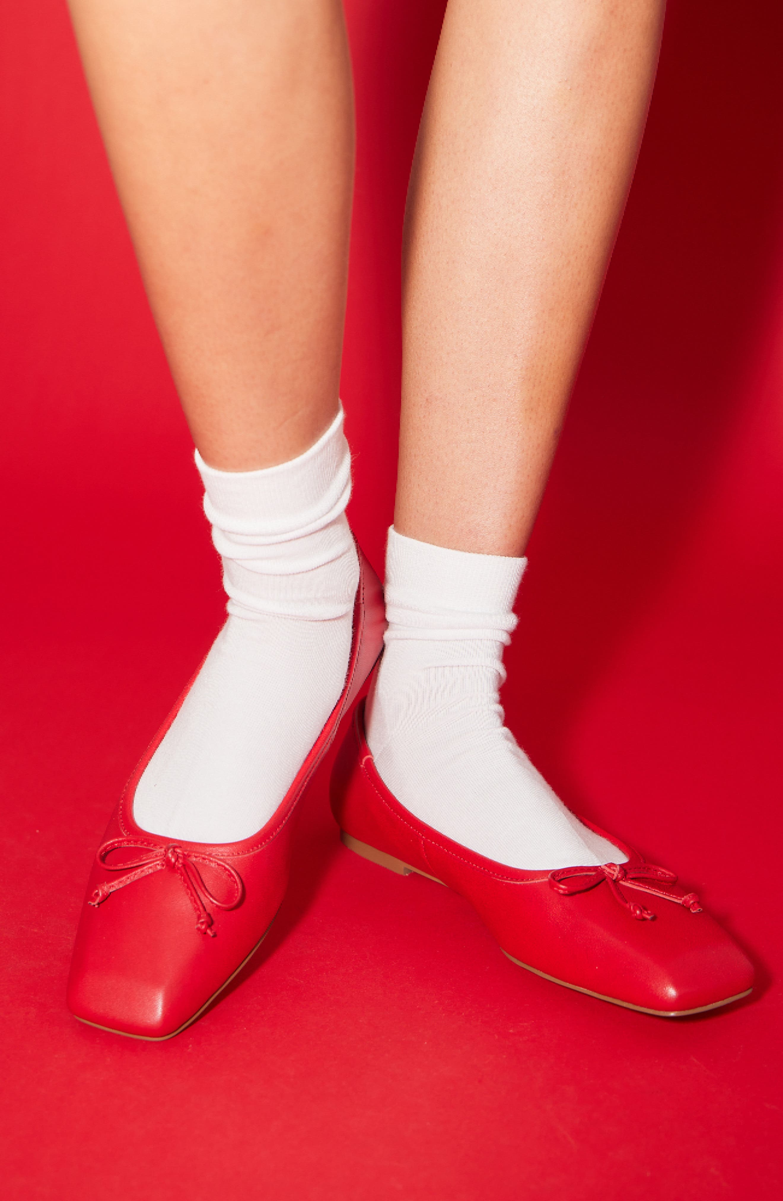 Yosi Samra Cara Square Toe Ballet Flat, Alternate, color, Red