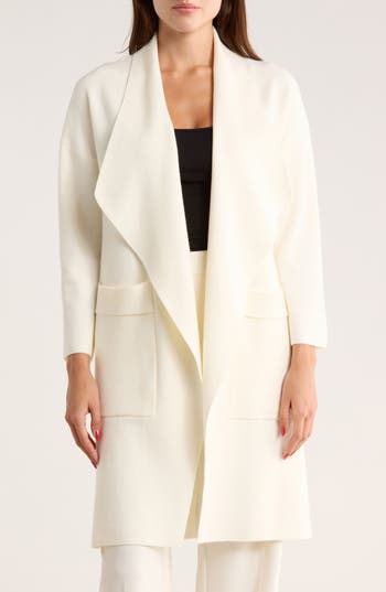 By Design Andrea Open Front Long Cardigan In White