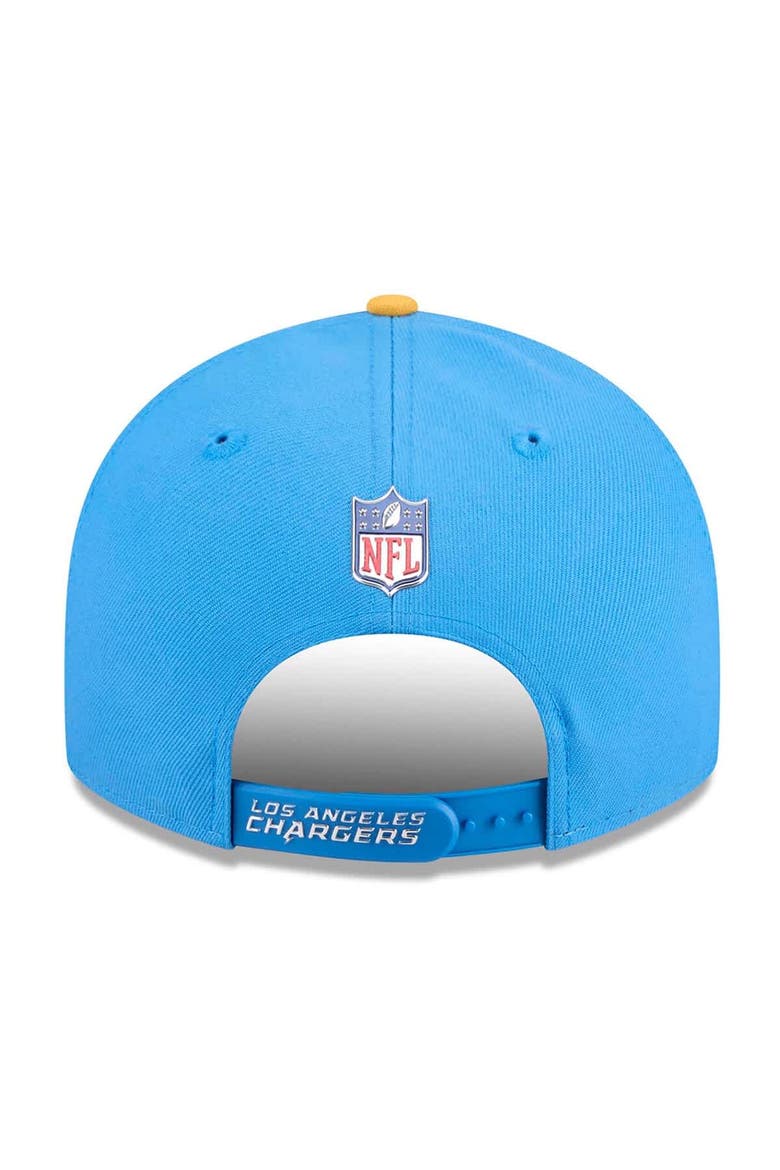 Men's New Era  Powder Blue/Gold Los Angeles Chargers 2026 NFL Draft On Stage Pre-Curved 9FIFTY Snapback Hat, Alternate, color, Powder Blue