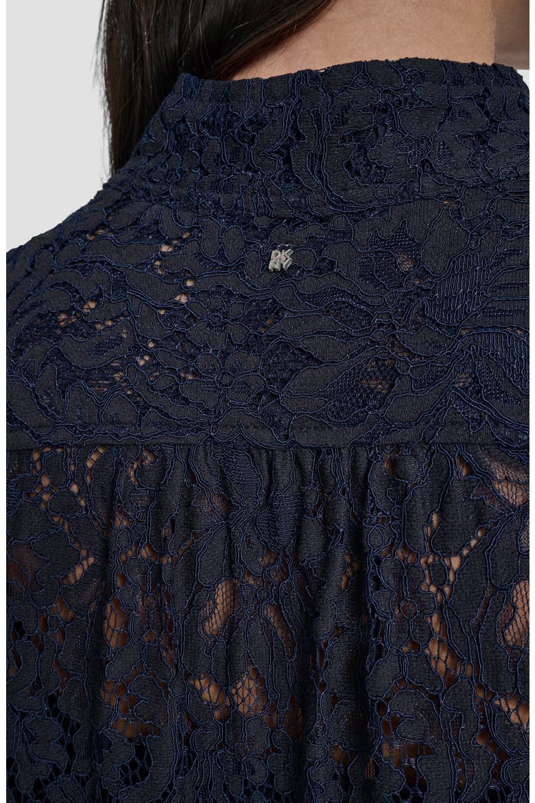 Puff Sleeve Lace Button Front Shirt, Alternate, color, PEACOAT