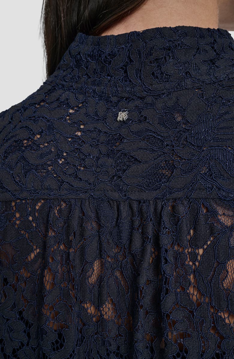 DKNY Jeans Puff Sleeve Lace Button Front Shirt, Alternate, color, Peacoat