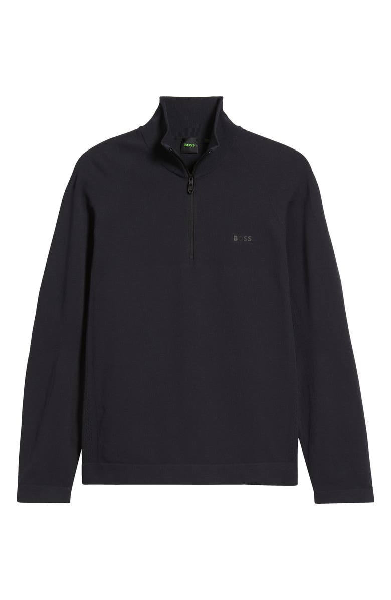 BOSS Seamless Tech Quarter Zip Stretch Sweatshirt, Alternate, color, Dark Blue