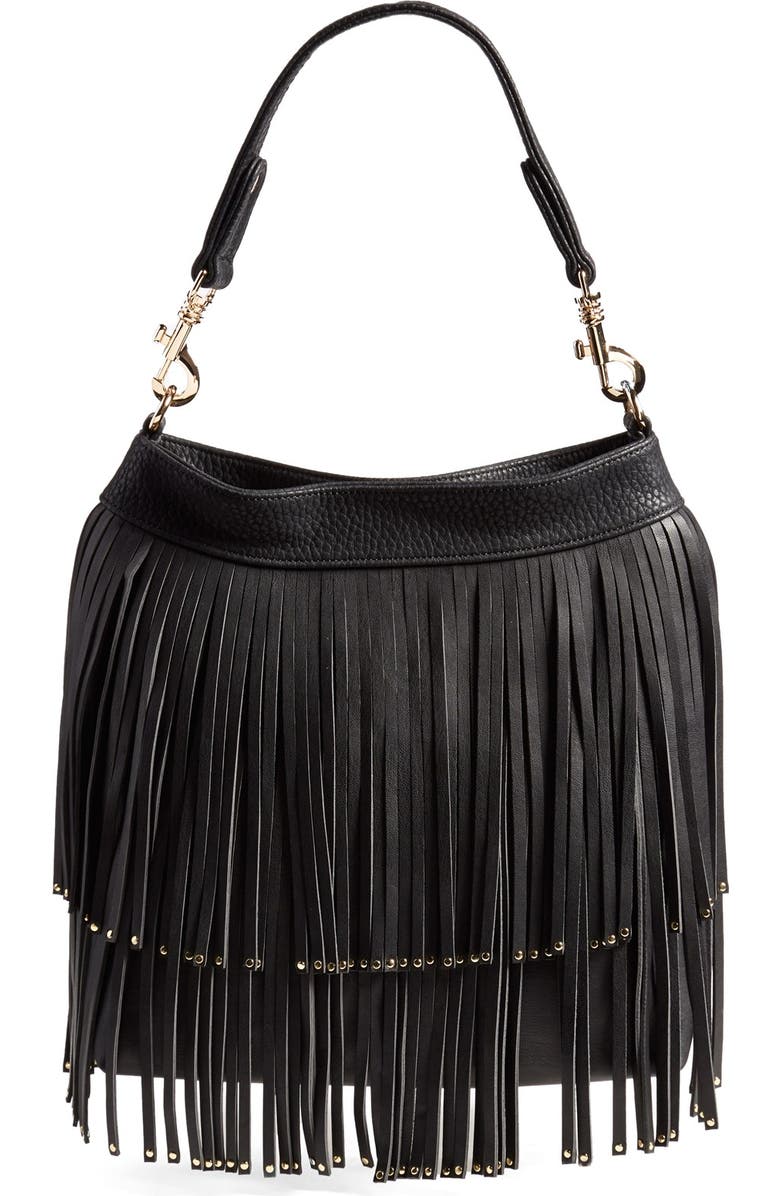 Deux Lux 'Mae' Faux Leather Fringe Hobo, Main, color,