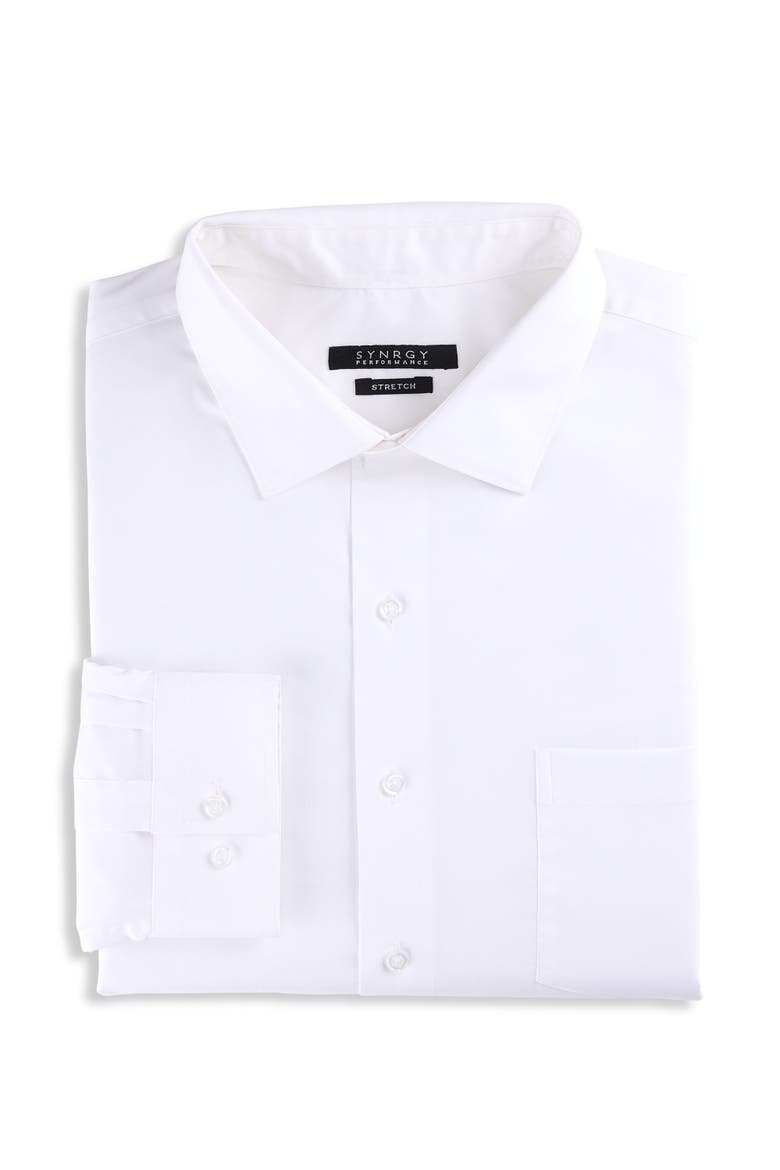 Performance Solid Dress Shirt, Main, color, WHITE