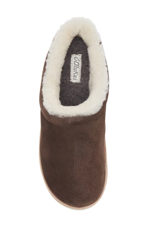 Olukai Mani Genuine Shearling Slipper In Brown