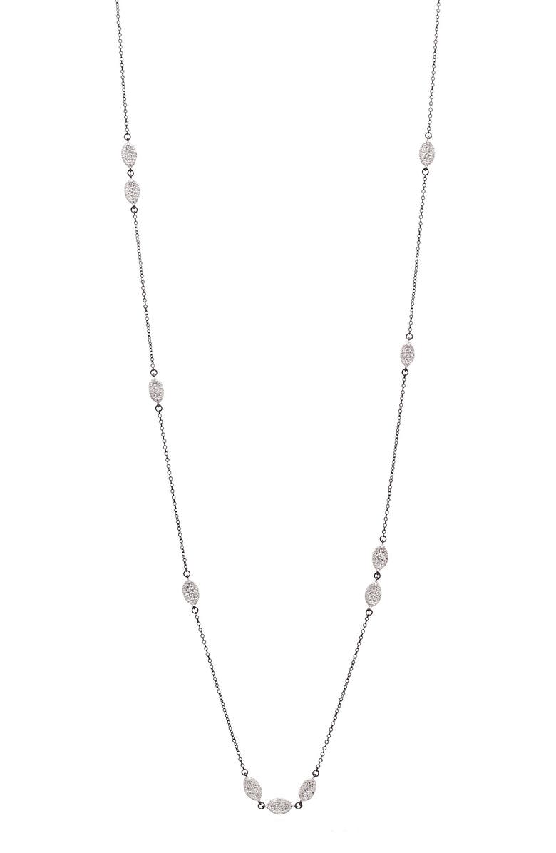FREIDA ROTHMAN Sterling Silver Pave CZ Pointe Pave Station Necklace, Main, color,
