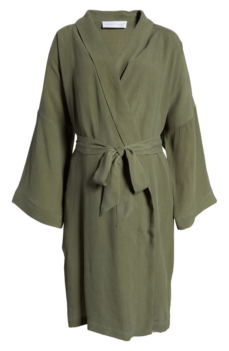 Emilia George Maternity Robe & Face Mask Set, Alternate, color, Olive Green