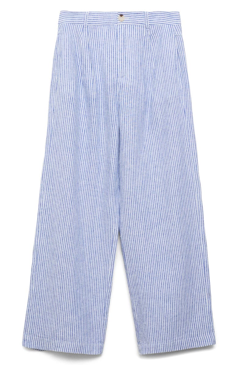 MANGO Stripe Linen Blend Pants, Alternate, color, Blue