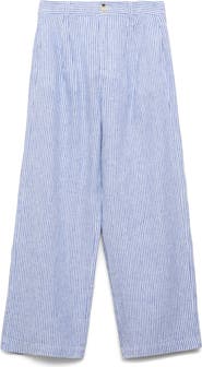 MANGO Stripe Linen Blend Pants