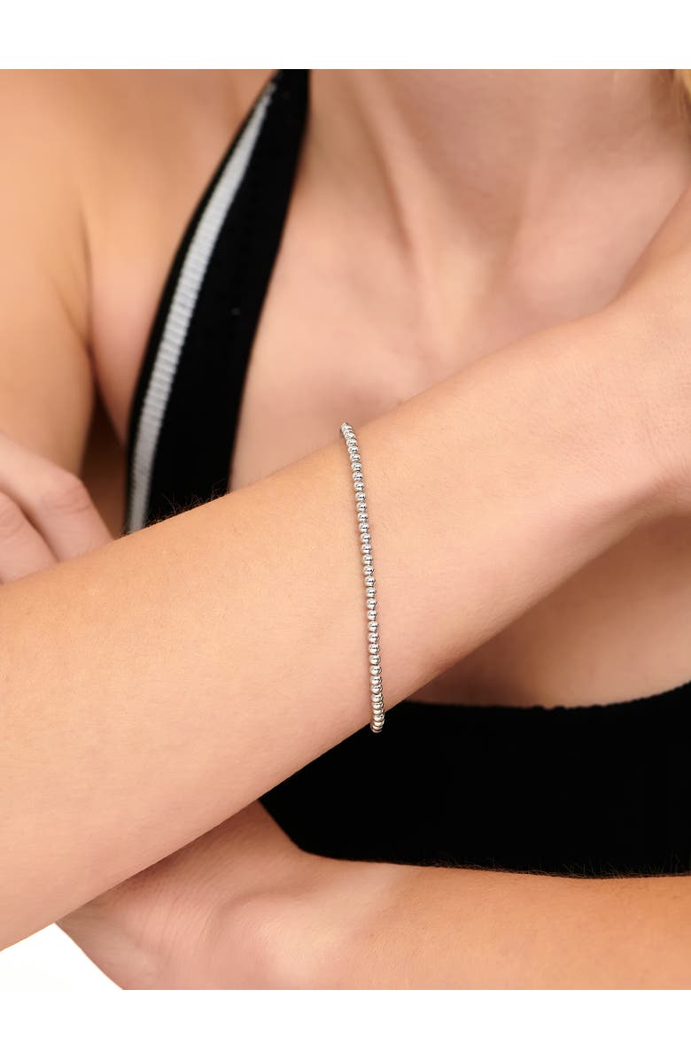 DEVATA 3mm Beaded Ball Chain Bracelet in Rhodium Plated Sterling Silver, Alternate, color, Silver