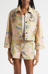 Cinq à Sept Addie Beaded Embroidered Detail Trucker Jacket