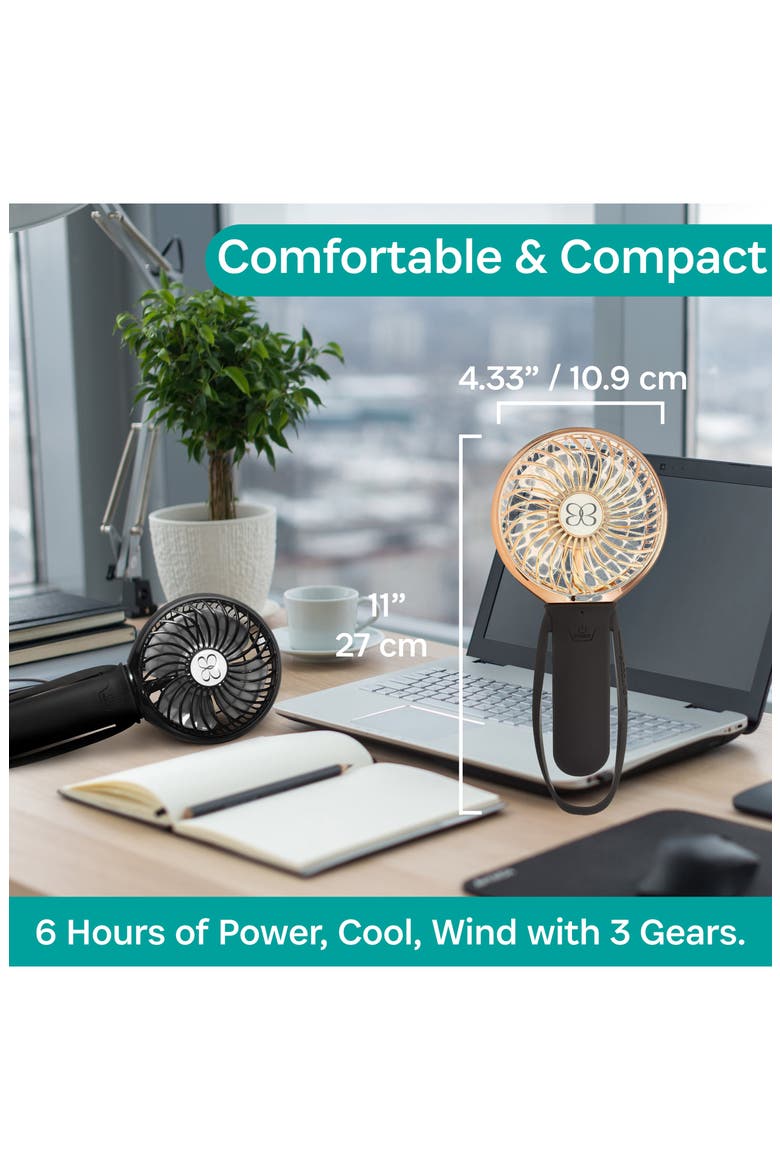 3-Speed Recharge Turbo Stroller Fan, Alternate, color, BLACK/ ROSE GOLD