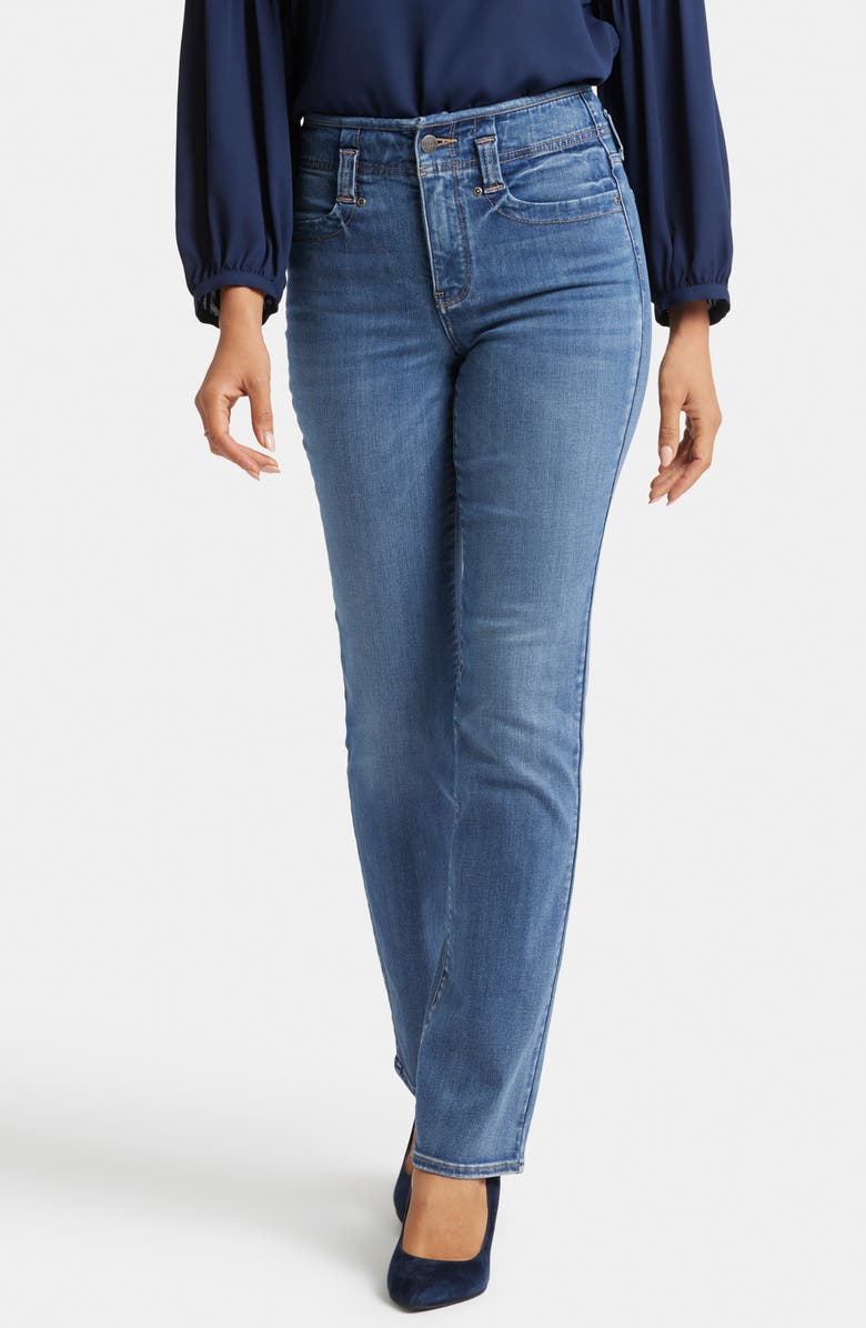 NYDJ Marilyn Hollywood High Waist Straight Leg Jeans, Main, color, Clear Brook