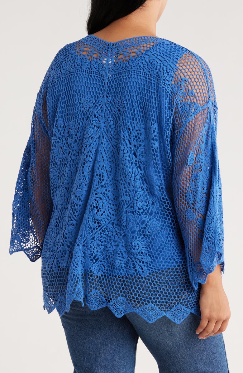 RUBY RD Novelty Cotton Open Stitch Sweater, Alternate, color, Ultramarine