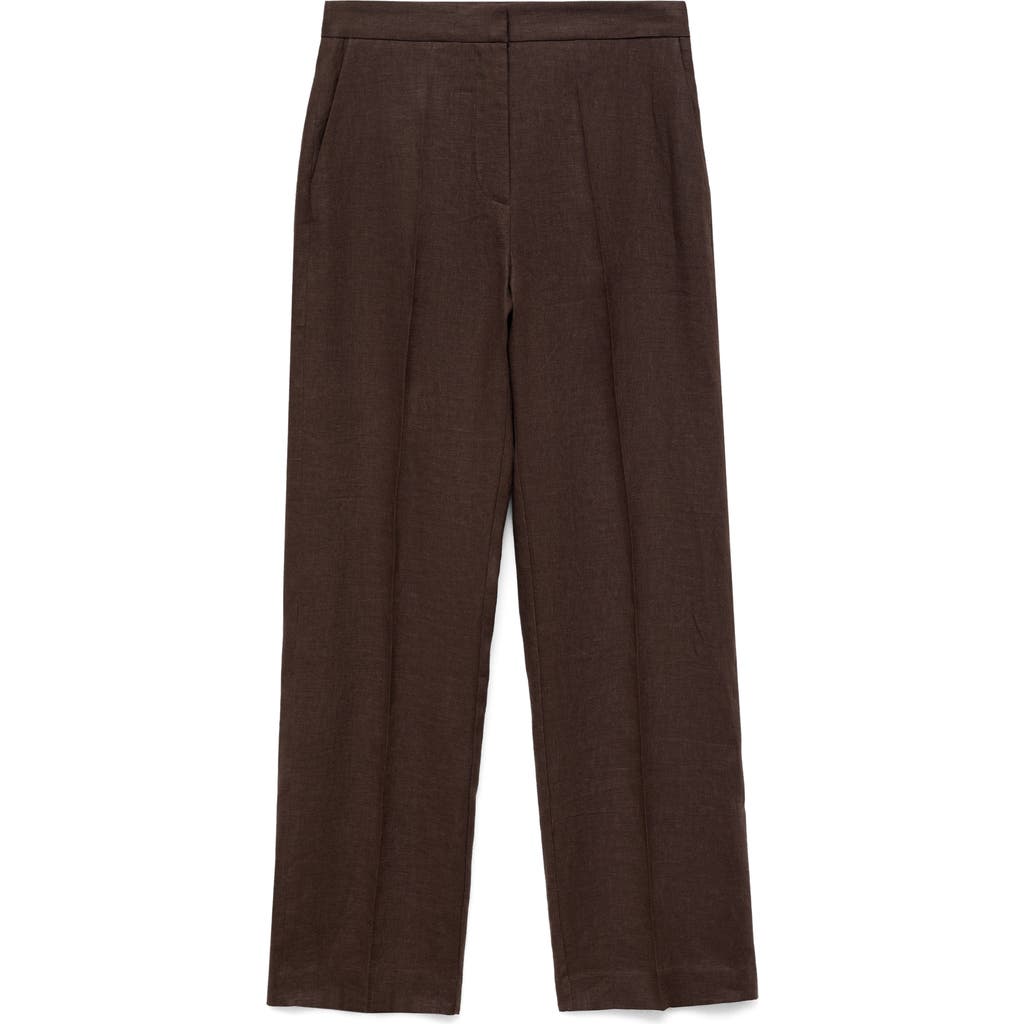Shop Mango Tempoli Pleat Front Linen Pants In Brown