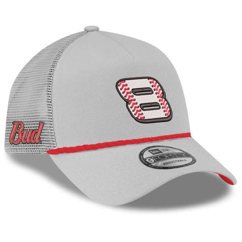 Men's New Era Gray Dale Earnhardt Jr. Budweiser 9FORTY A-Frame Trucker Adjustable Hat