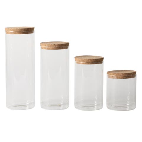 Rue Lumiere 4-Piece Handmade Glass Canister Set with Airtight Cork Lids