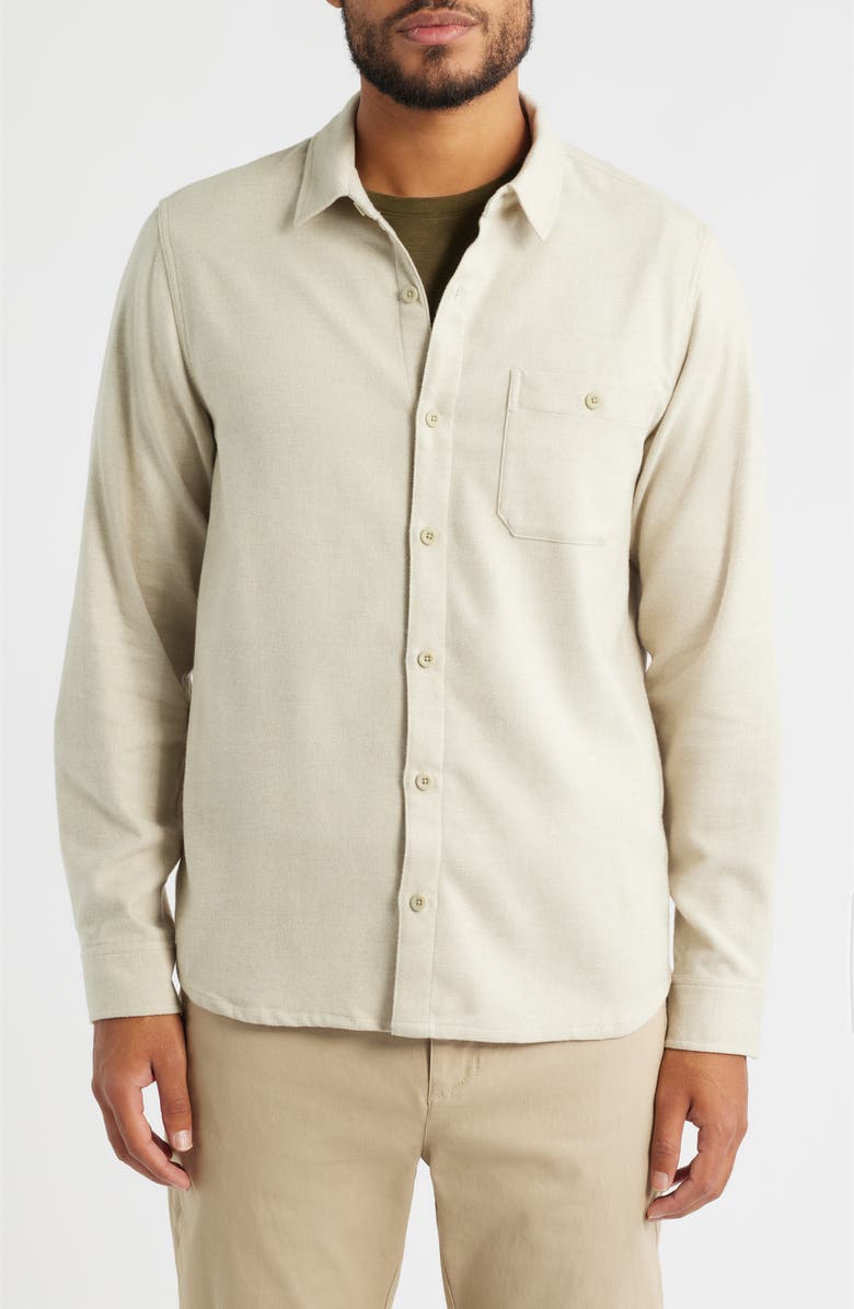 Free Fly SeaWool Flannel Button-Up Shirt, Alternate, color, Sandstone