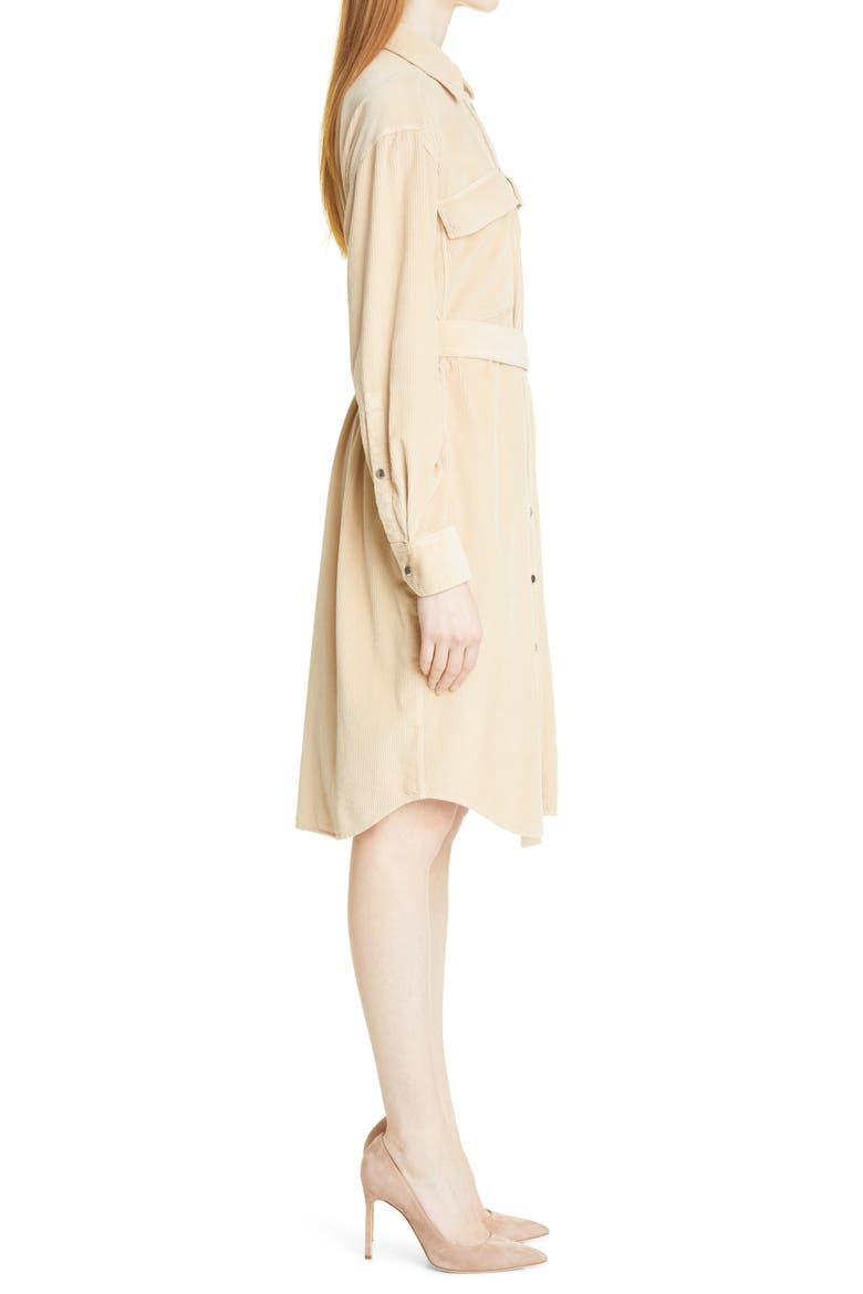 Desterig Belted Long Sleeve Corduroy Shirtdress, Alternate, color, LIGHT CAMEL