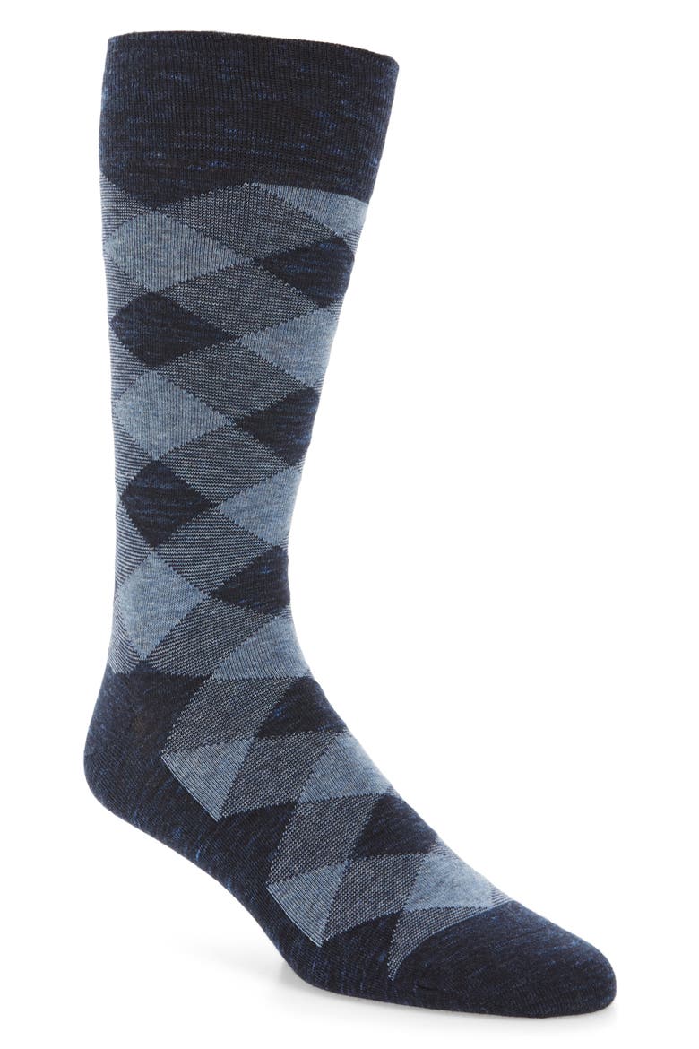 Twist Plaid Socks, Main, color, BLUE RAIN HEATHER