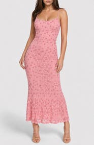 bebe Daisy Lace Bodycon Maxi Dress