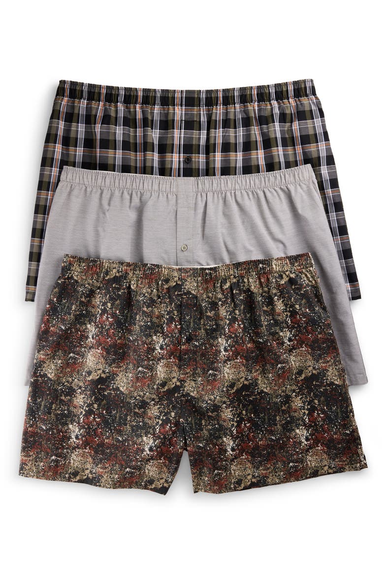 Big & Tall 3-pk 4.5 Inch Woven Boxers V3, Main, color, GREEN CAMO