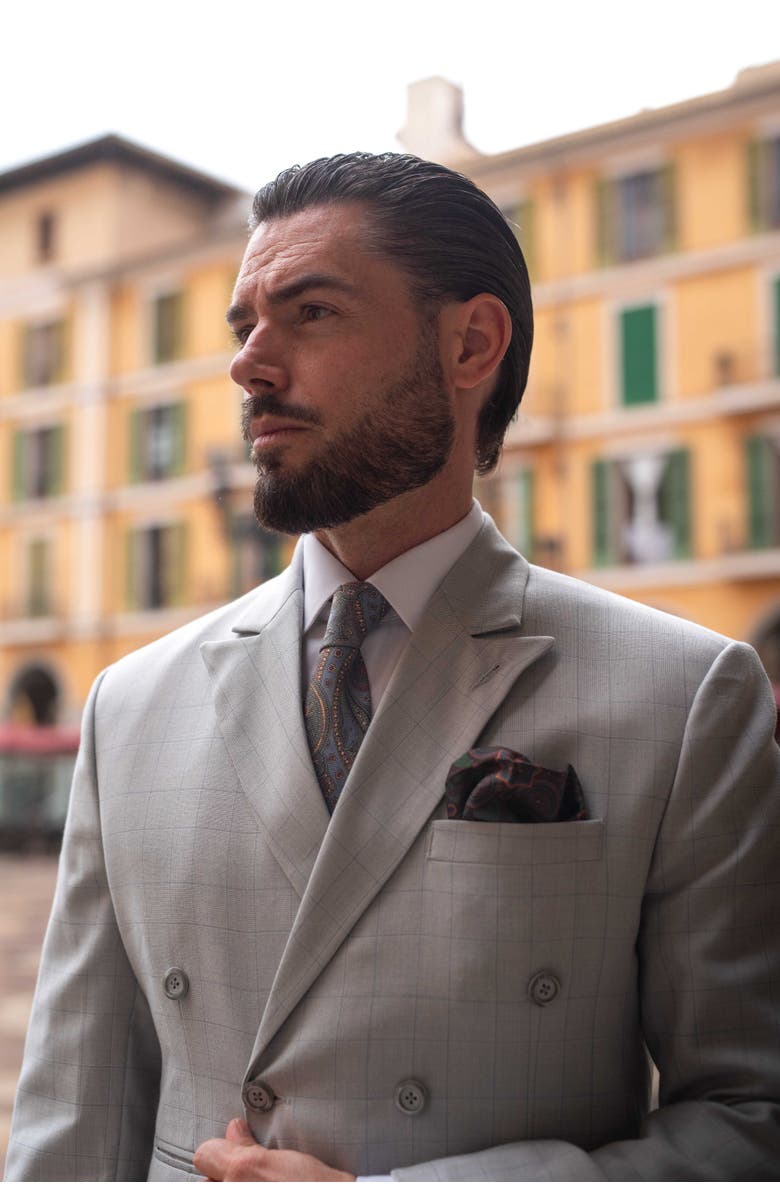 Elizabetta Marsala - Extra Long Printed Madder Silk Tie for Men, Alternate, color, Forest Green