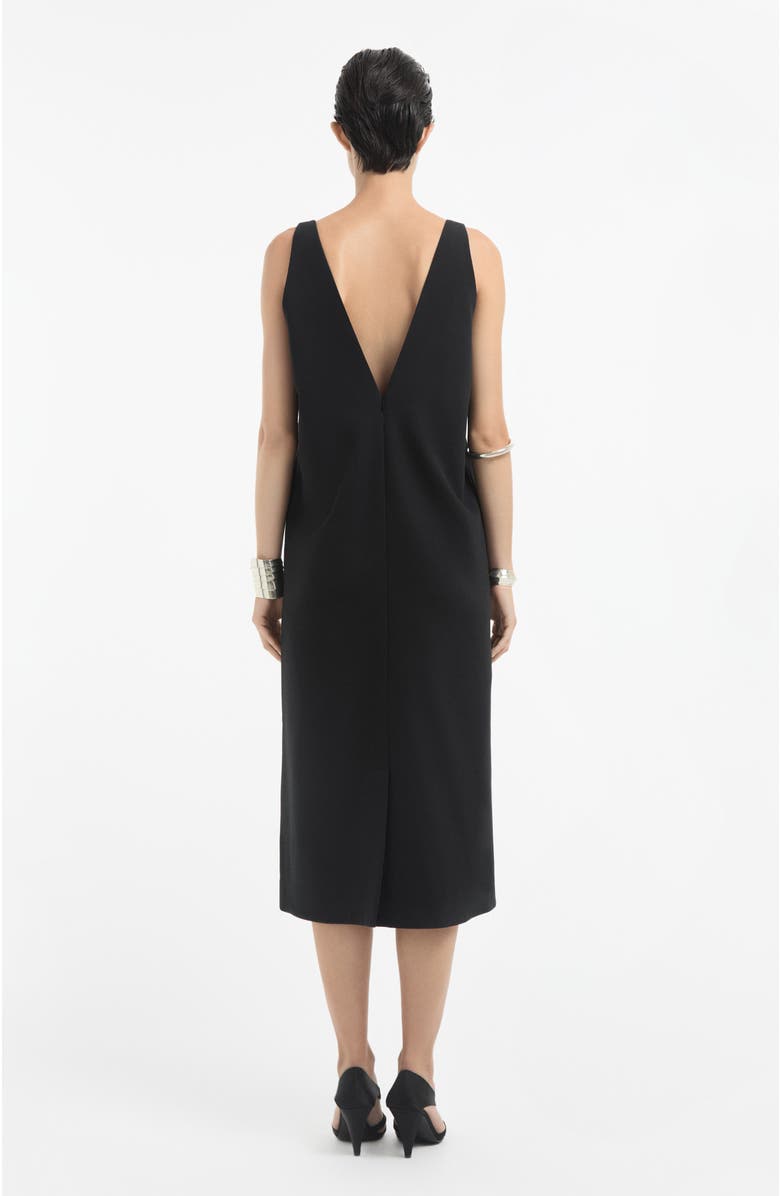 CO V-Neck Dress in Cotton, Alternate, color, Black