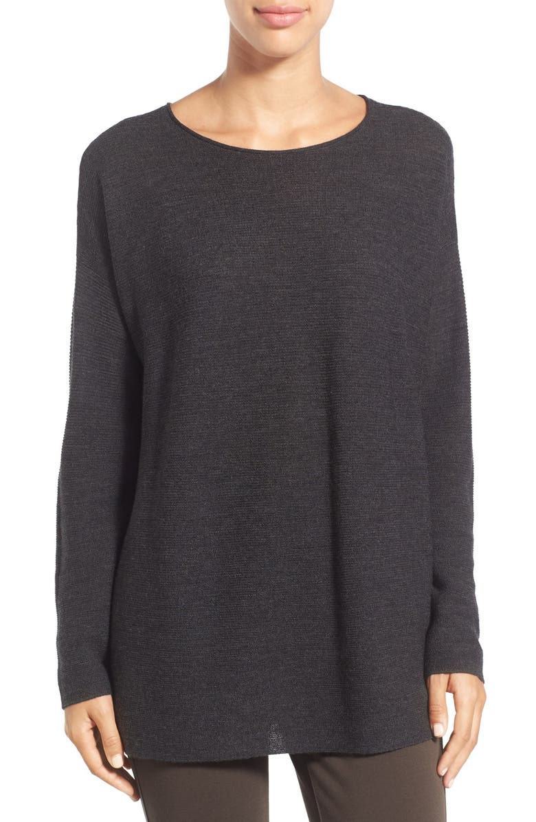 Eileen Fisher Ribbed Merino Wool Pullover, Main, color,