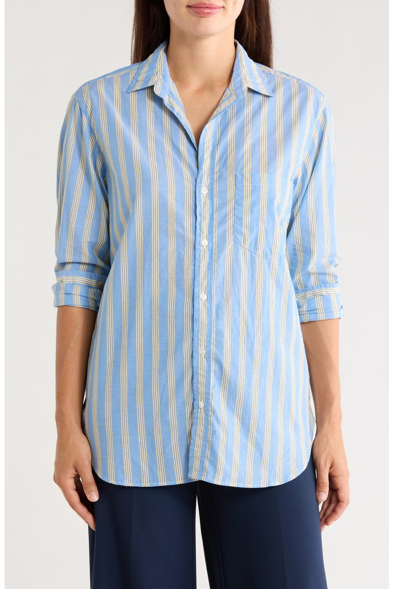 Joedy Striped Cotton Boyfriend Shirt, Main, color, BLUE YELLOW MULTI STRIPE