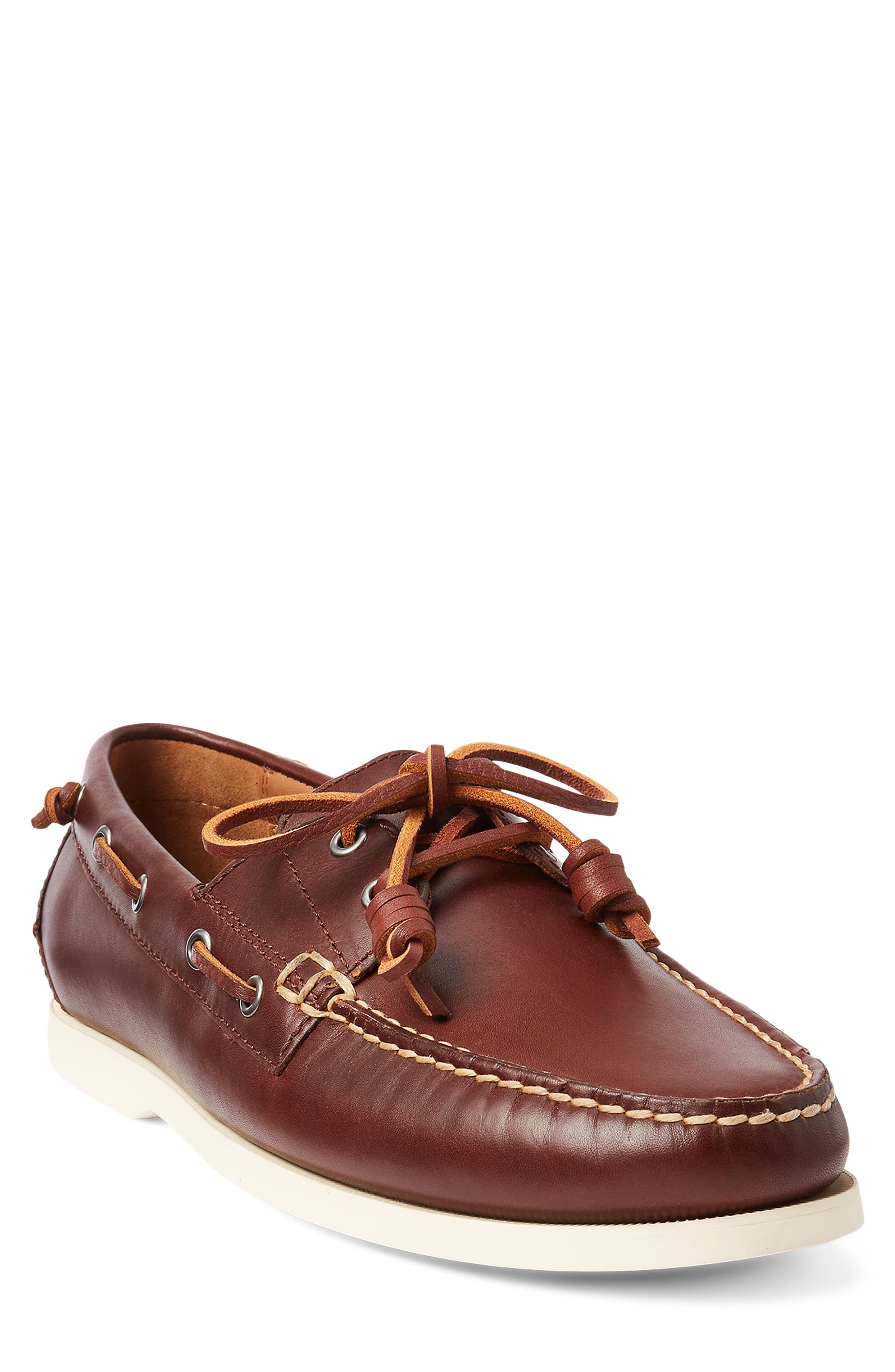 Ralph Lauren Merton Leather Boat Shoe, Main, color, Polo Tan