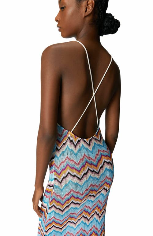 Missoni Long Cover-up With Open Back And Zig Zag Pattern In Blue