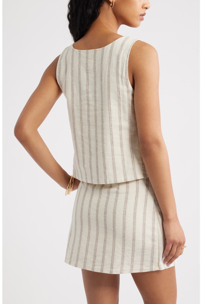 Square Neck Sleeveless Linen Blend Top, Alternate, color, BEIGE CABANA STRIPE