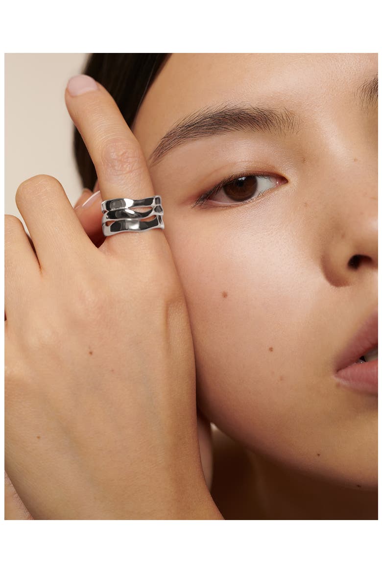 The Wave Triple Band Ring, Alternate, color, STERLING SILVER