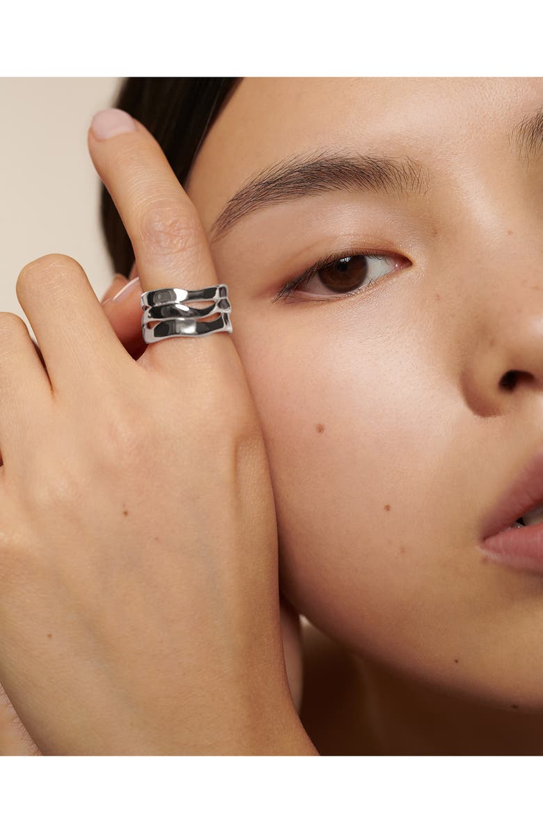 Monica Vinader The Wave Triple Band Ring, Alternate, color, Sterling Silver