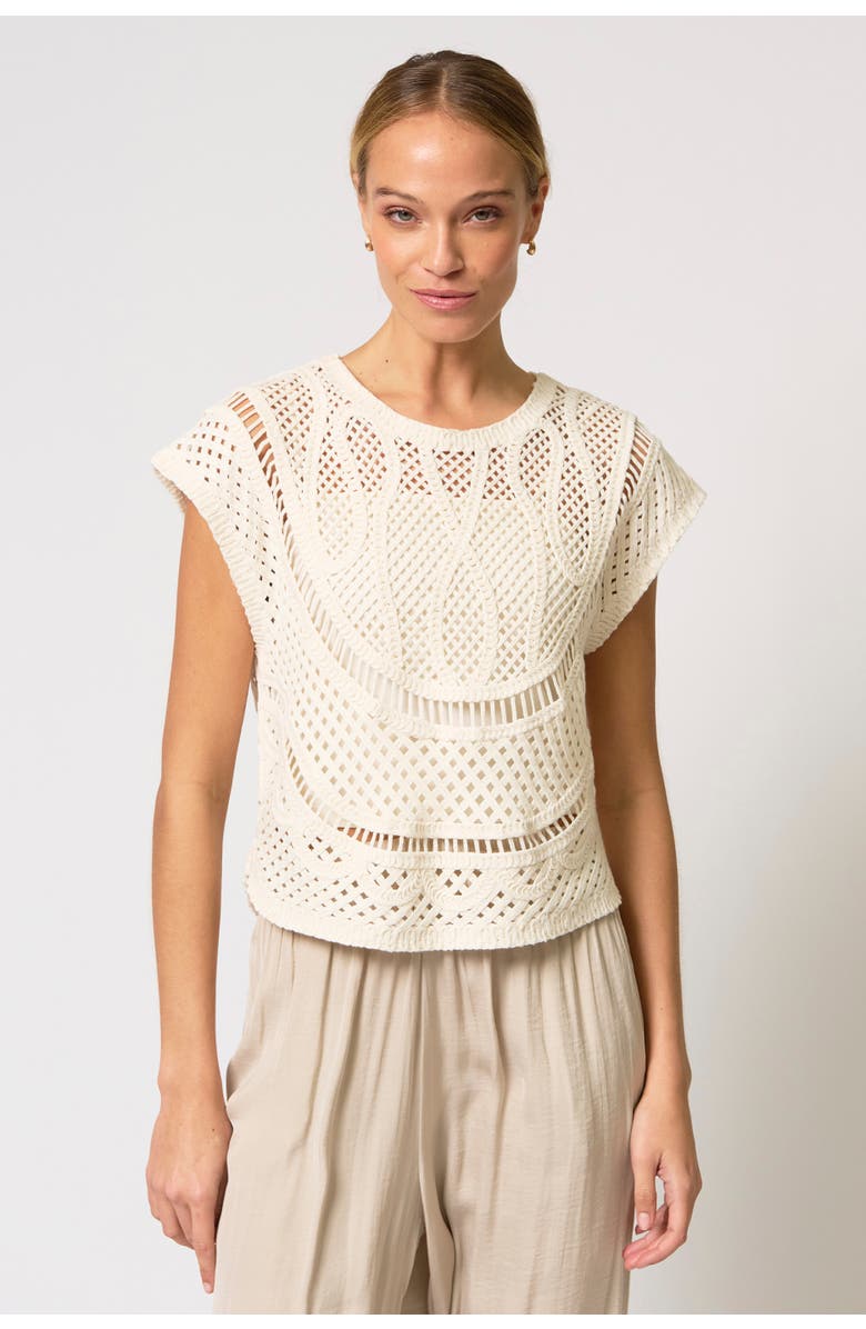 Central Park West Ember Machine Crochet Top, Main, color, 