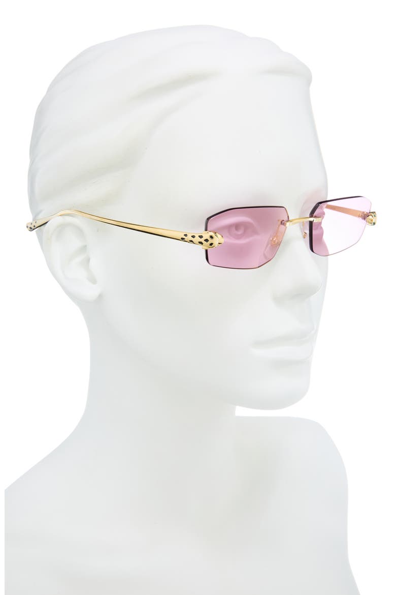 56mm Geometric Sunglasses, Alternate, color, GOLD/ PINK