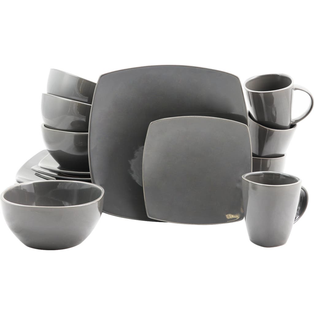 Gibson Home Square Dinnerware Set , Set Of 16 Piece In Gray
