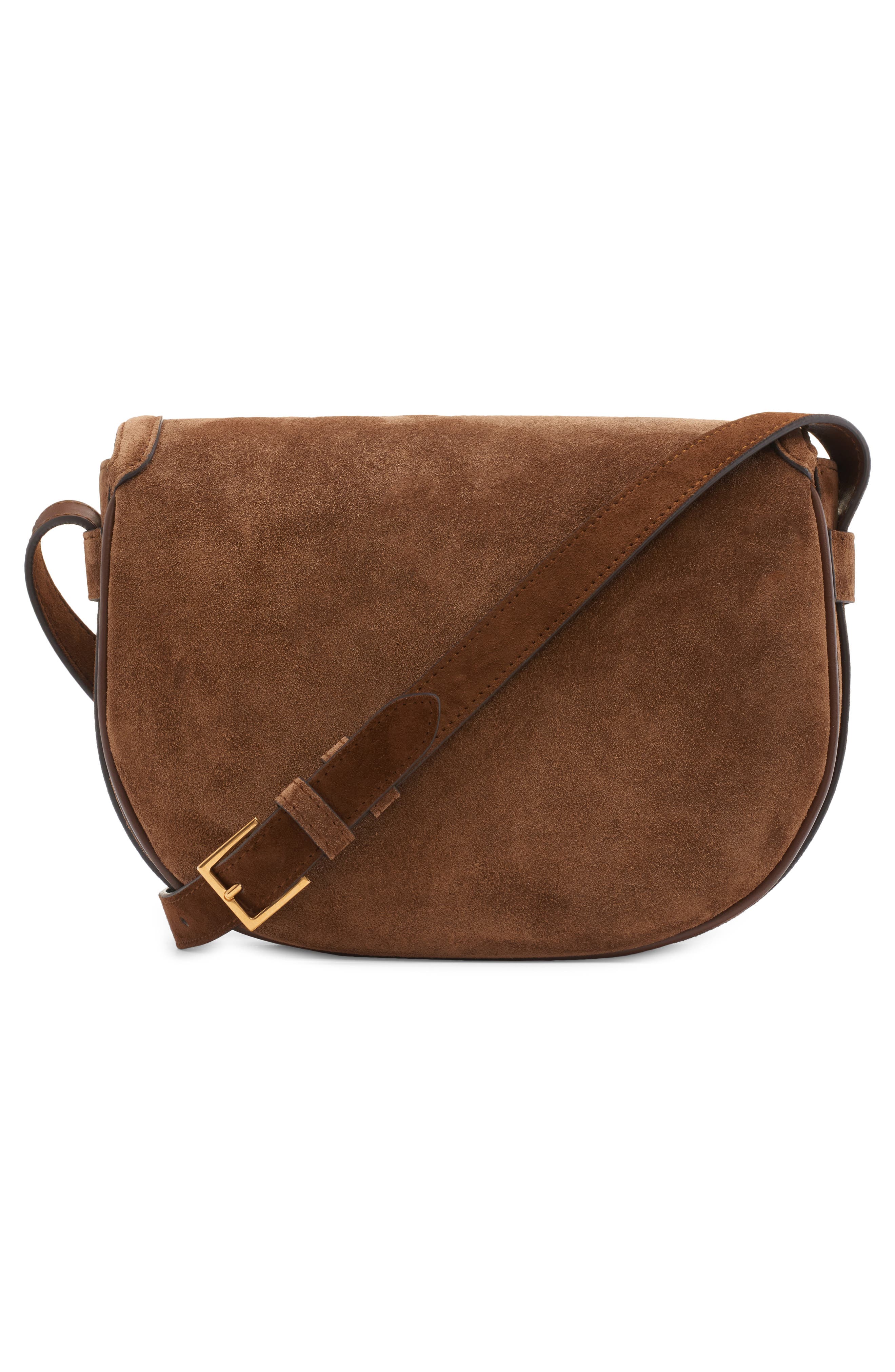 TOM FORD Small Wallis Suede Saddle Bag, Alternate, color, 