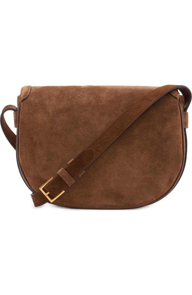 TOM FORD Small Wallis Suede Saddle Bag, Alternate, color,