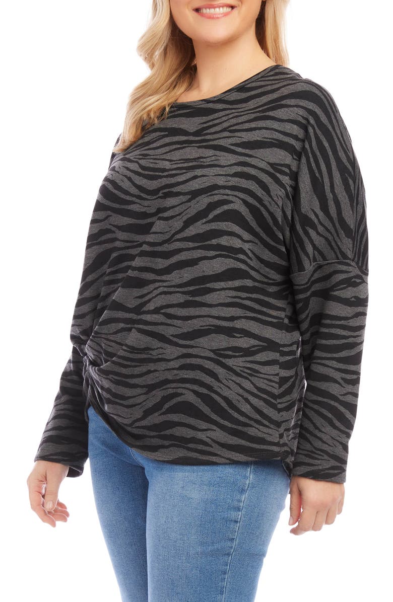 Karen Kane Animal Print Long Sleeve Pick-Up Top, Alternate, color, 