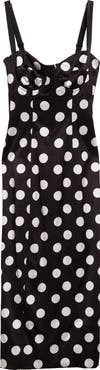 Dolce&Gabbana Polka Dot Ruched Satin Sheath Dress